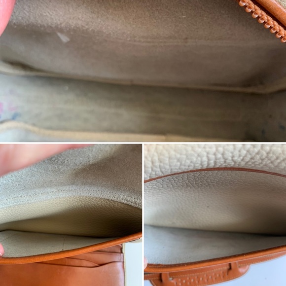 Vintage Dooney & Bourke Tan Leather Crossbody Bag Leather Two Tone Brown Taupe - Picture 13 of 14